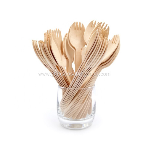 Party flatware birch wood cutlery spork